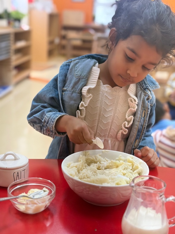 Practical life at work — mixing and baking in the classroom